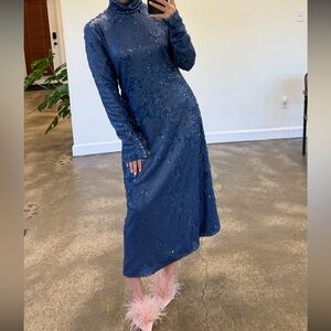 Donatella Sequin Turtleneck Dress